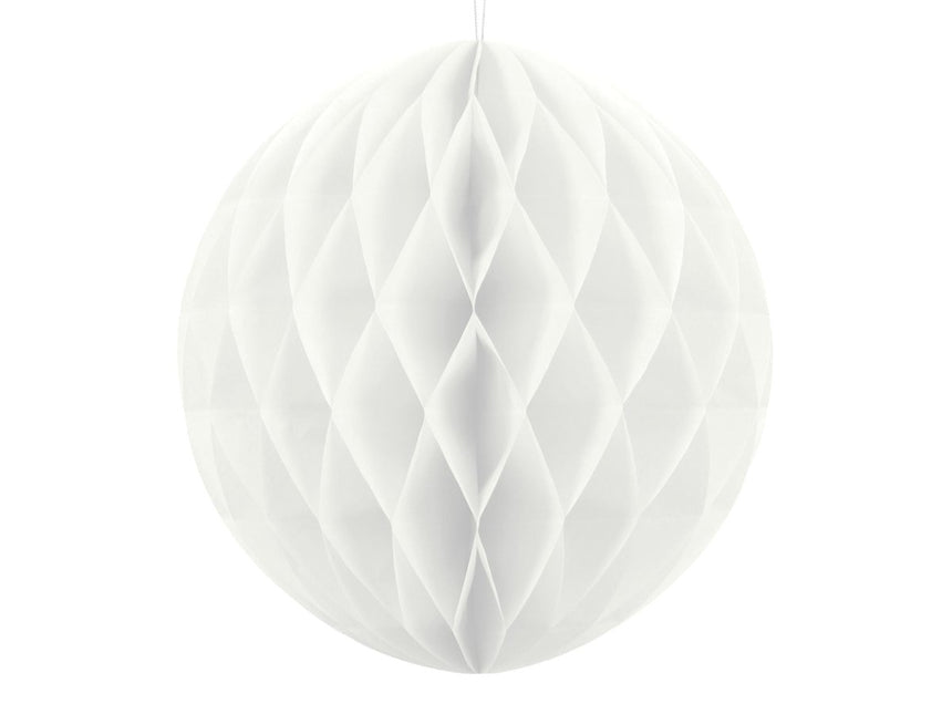 Honeycomb Bal Wit 30cm van Partydeco koop je bij Partywinkel