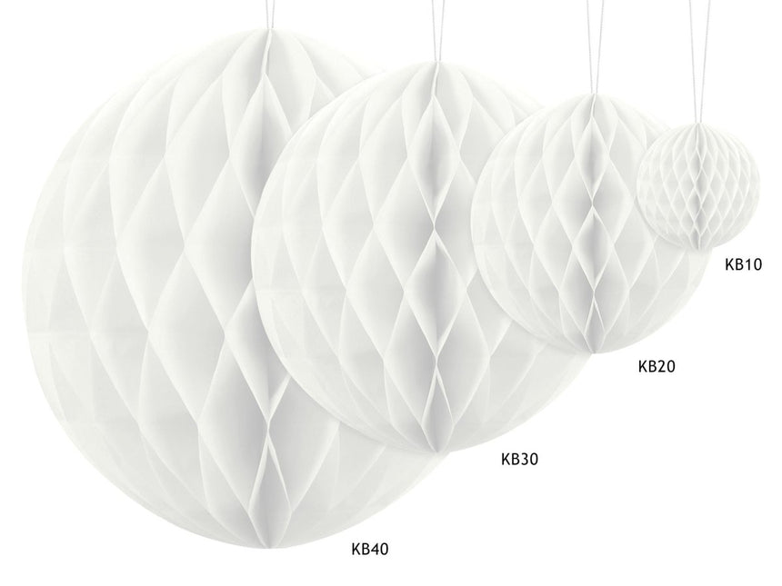 Honeycomb Bal Wit 40cm van Partydeco koop je bij Partywinkel