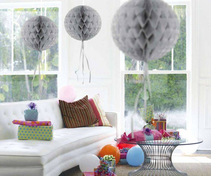 Honeycomb Bal Zilver 30cm van Folat koop je bij Partywinkel