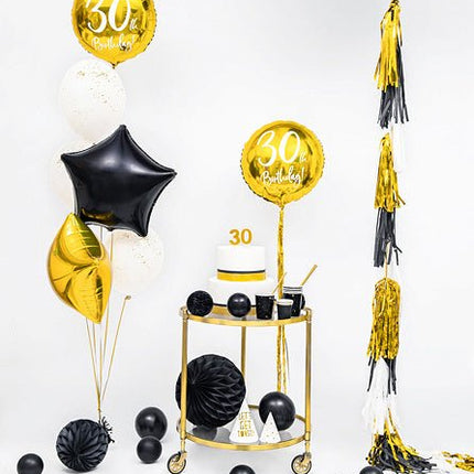Honeycomb Bal Zwart 30cm van Partydeco koop je bij Partywinkel