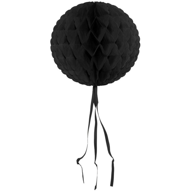 Honeycomb Bal Zwart Franje 30cm van Folat koop je bij Partywinkel