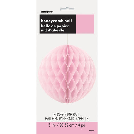 Honeycomb Bol Lichtroze 20cm van Unique koop je bij Partywinkel