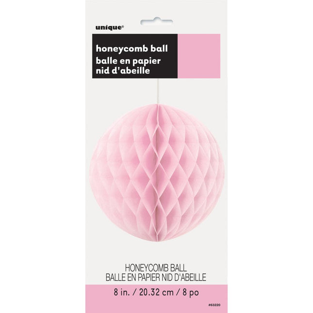 Honeycomb Bol Lichtroze 20cm van Unique koop je bij Partywinkel