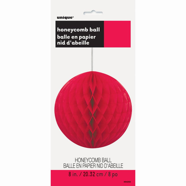 Honeycomb Bol Rood 20cm van Unique koop je bij Partywinkel
