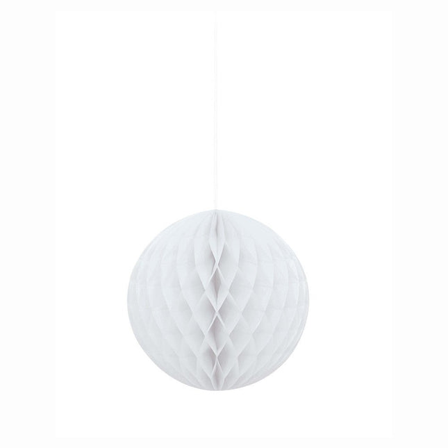 Honeycomb Bol Wit 20cm van Unique koop je bij Partywinkel