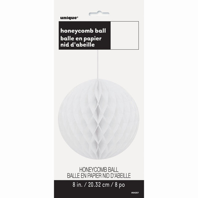 Honeycomb Bol Wit 20cm van Unique koop je bij Partywinkel