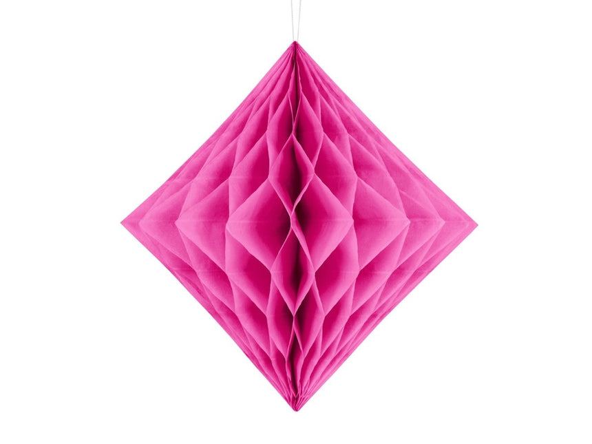 Honeycomb Diamant Fuchsia 20cm van Partydeco koop je bij Partywinkel