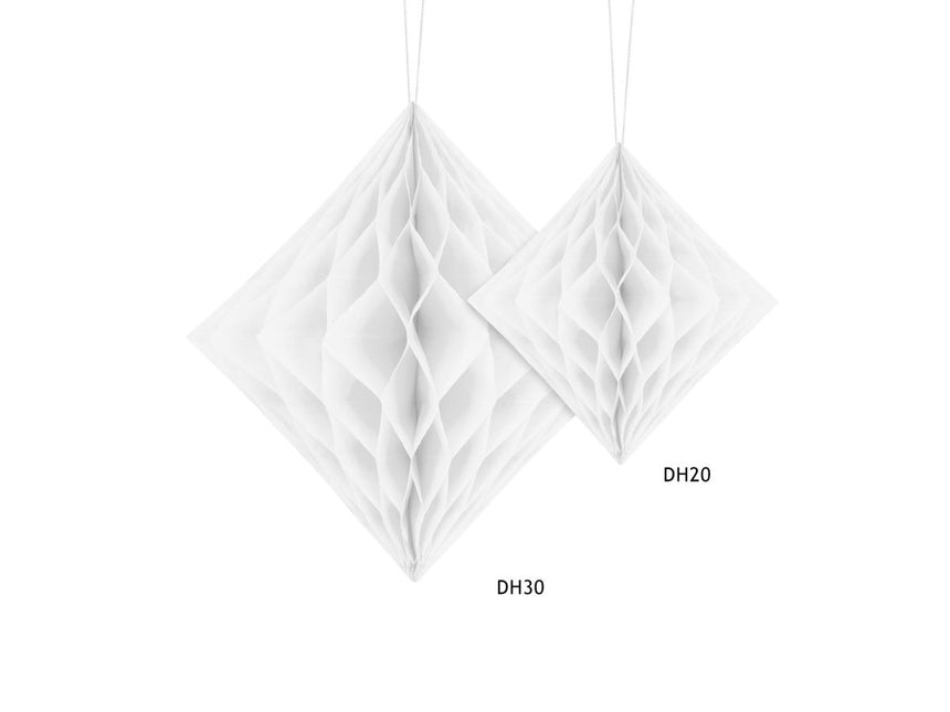 Honeycomb Diamant Wit Helder 30cm van Partydeco koop je bij Partywinkel
