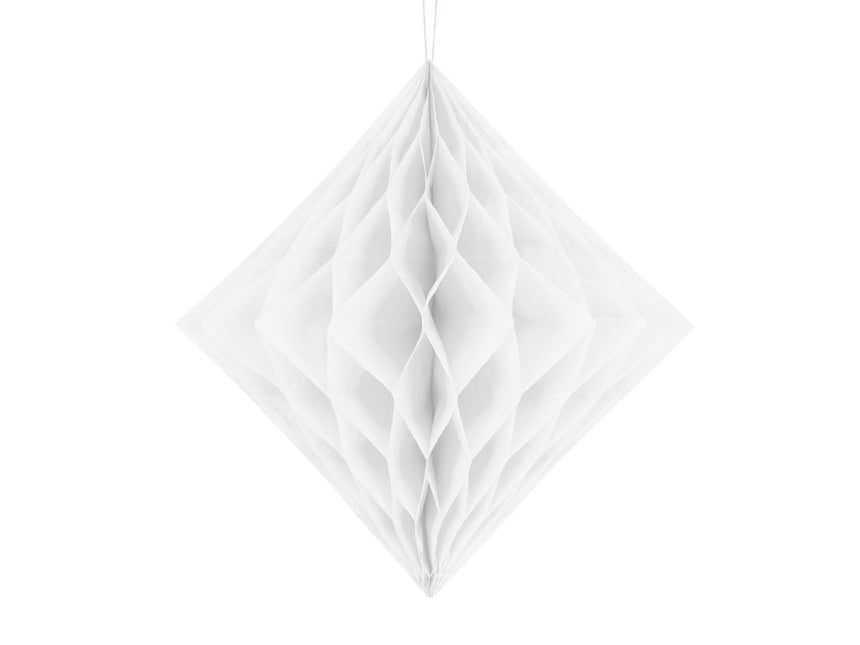 Honeycomb Diamant Wit Helder 30cm van Partydeco koop je bij Partywinkel
