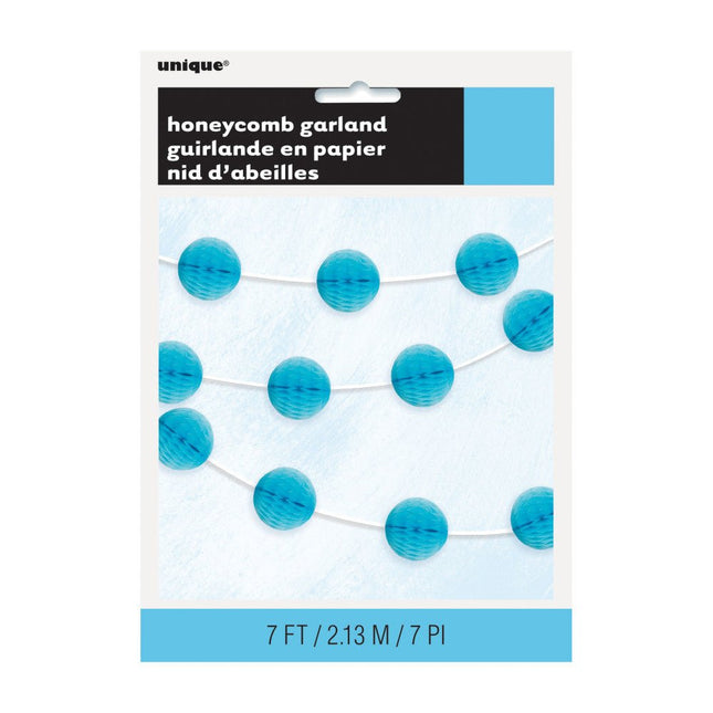Honeycomb Slinger Lichtblauw 2,2m van Unique koop je bij Partywinkel