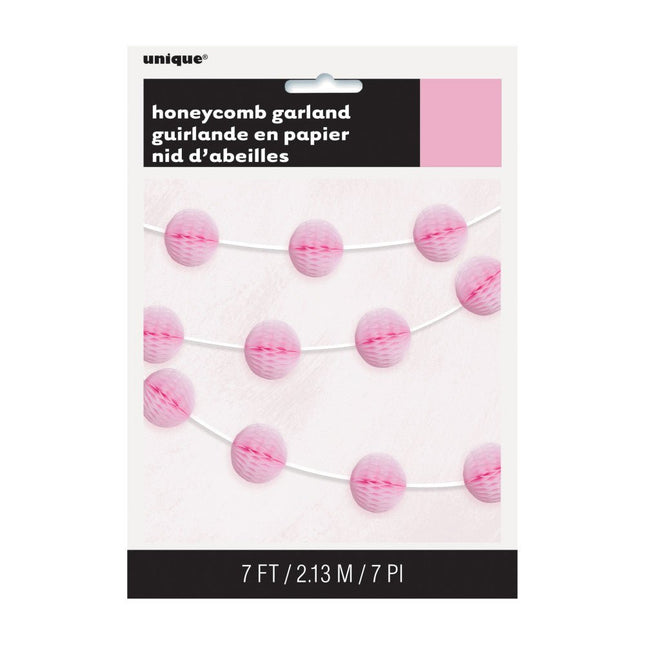 Honeycomb Slinger Lichtroze 2,2m van Unique koop je bij Partywinkel