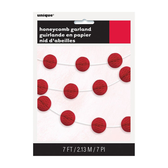 Honeycomb Slinger Rood 2,2m van Unique koop je bij Partywinkel
