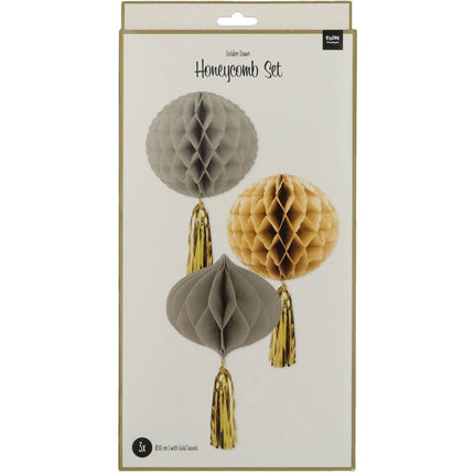 Honeycombs Golden Dawn - 3 stuks van Folat koop je bij Partywinkel