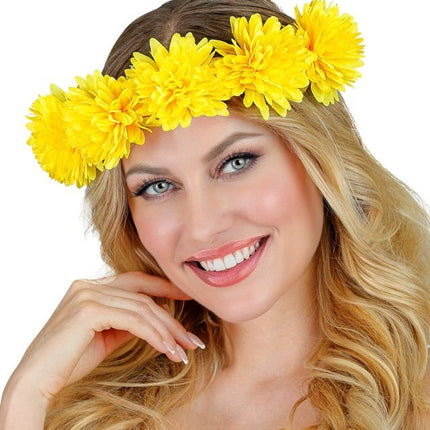 Hoofdband Bloemen Geel van Widmann koop je bij Partywinkel