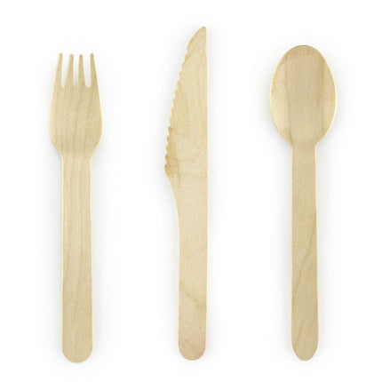Houten Bestek 16cm 18 delig van Partydeco koop je bij Partywinkel