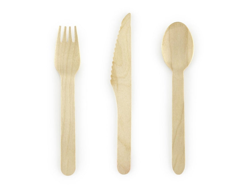 Houten Bestek 16cm 18 delig van Partydeco koop je bij Partywinkel