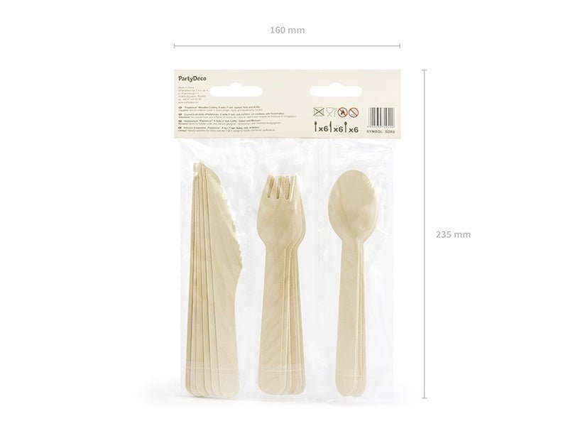 Houten Bestek Gekleurd Pastel 16cm 18 delig van Partydeco koop je bij Partywinkel
