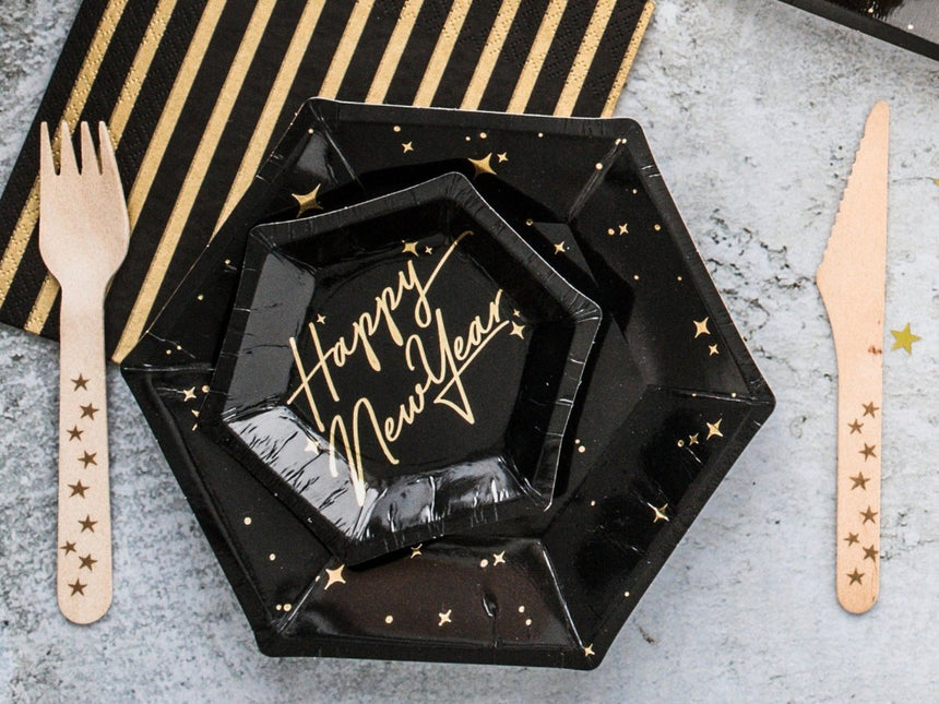 Houten Bestek Goud 16cm 18 delig van Partydeco koop je bij Partywinkel