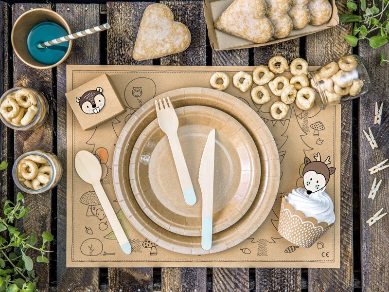 Houten Bestek Lichtblauw 16cm 18 delig van Partydeco koop je bij Partywinkel
