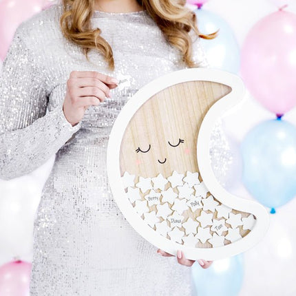 Houten Gastenboek Maan 38,5cm van Partydeco koop je bij Partywinkel