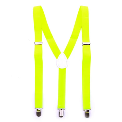 Neon Yellow Solid-Color Suspenders