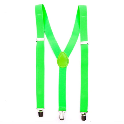 Solid Neon Green Suspenders
