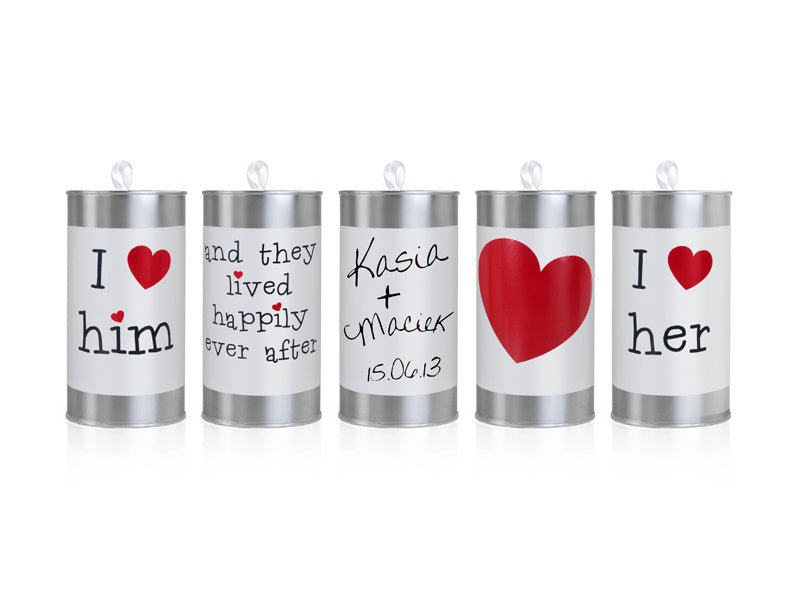 Huwelijksblikken 14cm 5st van Partydeco koop je bij Partywinkel