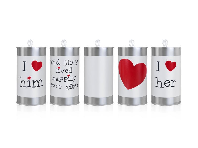 Huwelijksblikken 14cm 5st van Partydeco koop je bij Partywinkel