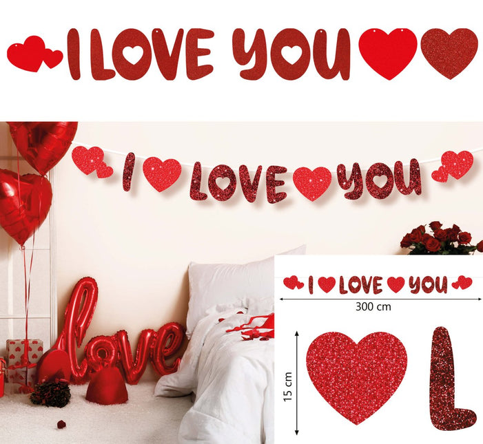 I love you slinger 300 cm van Fiestas Guirca koop je bij Partywinkel