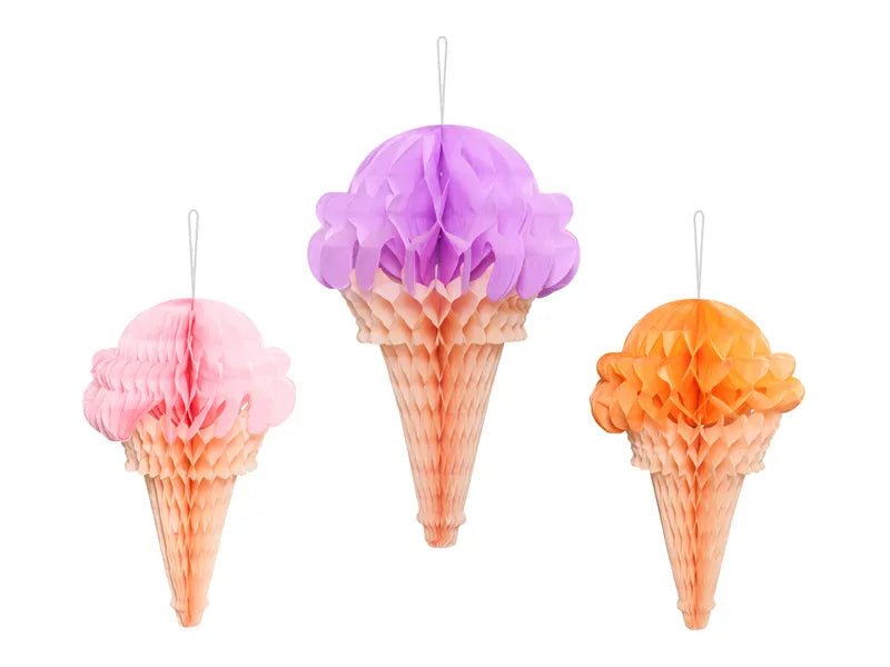 Ijsjes Honeycombs Gekleurd 30cm 3st van Partydeco koop je bij Partywinkel