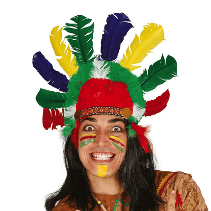 Indiaanse Hoofdband Veren van Fiestas Guirca koop je bij Partywinkel
