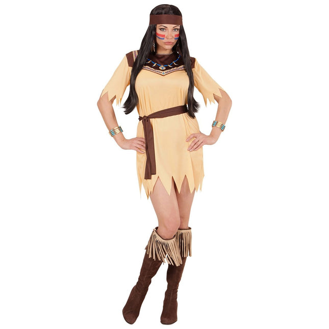 Indiaanse Jurk Bruin Beige Dames van Widmann koop je bij Partywinkel