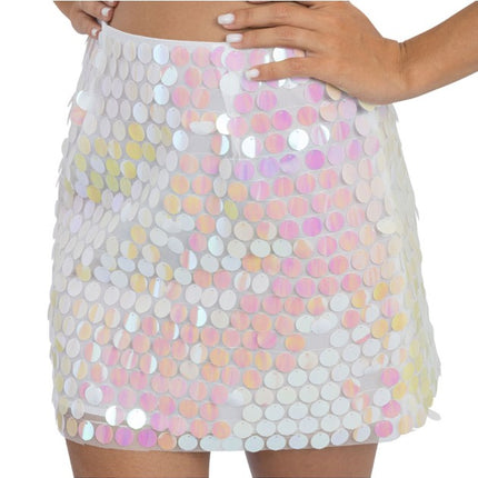 White Sequin Skirt for Women