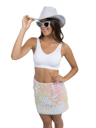 White Sequin Skirt for Women