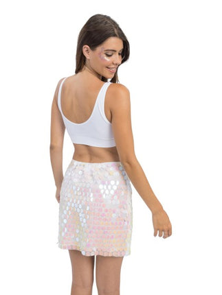 White Sequin Skirt for Women