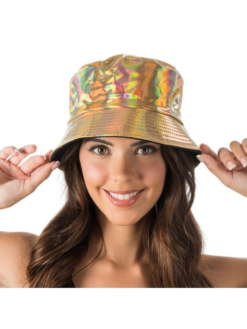 Iriserende Gouden Vissershoed One Size van CHAKS koop je bij Partywinkel