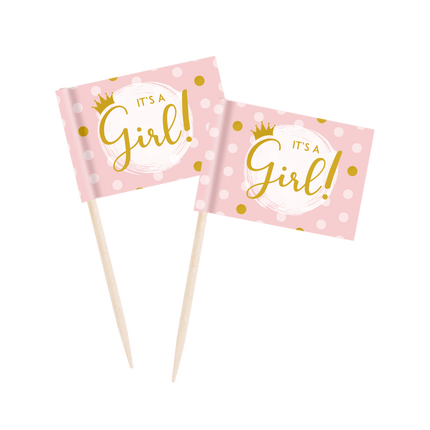 It'S A Girl Cupcake Toppers van Paper Dreams koop je bij Partywinkel