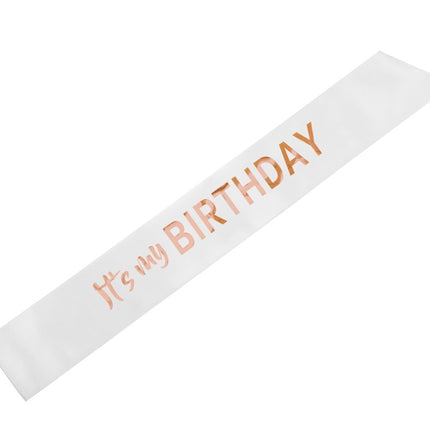 It'S My Birthday Sjerp Wit Rose Goud 79cm van Partydeco koop je bij Partywinkel