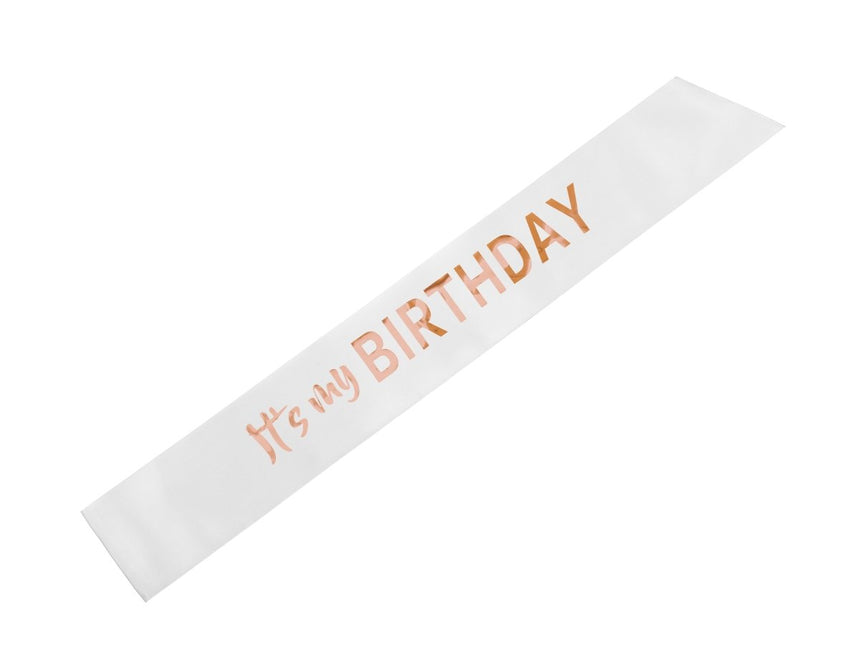 It'S My Birthday Sjerp Wit Rose Goud 79cm van Partydeco koop je bij Partywinkel