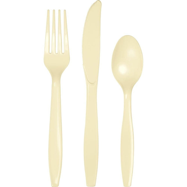 Ivoorkleur Bestek Plastic 24st van Creative Converting koop je bij Partywinkel
