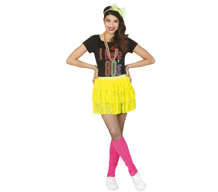 Jaren '80 Rok Neon Geel van Fiestas Guirca koop je bij Partywinkel