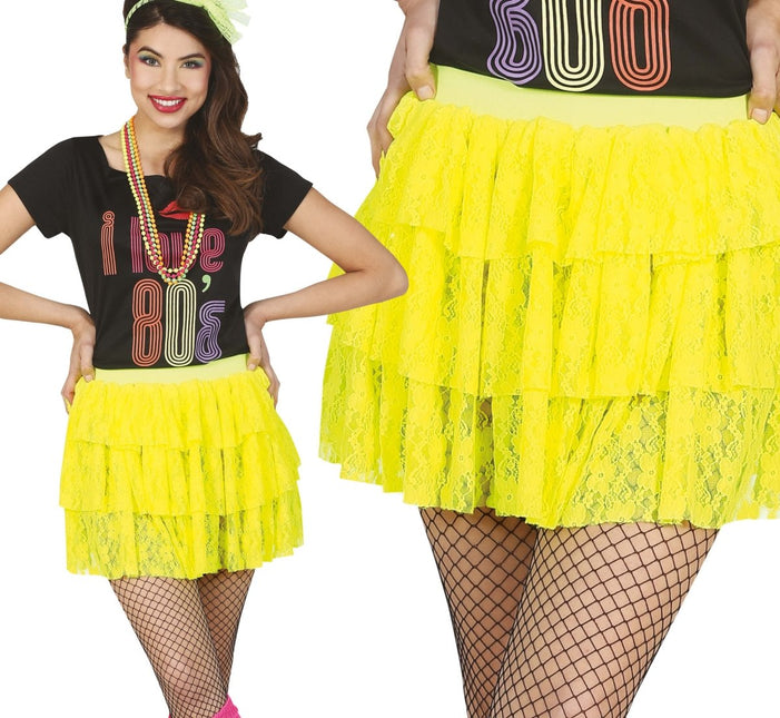 Jaren '80 Rok Neon Geel van Fiestas Guirca koop je bij Partywinkel