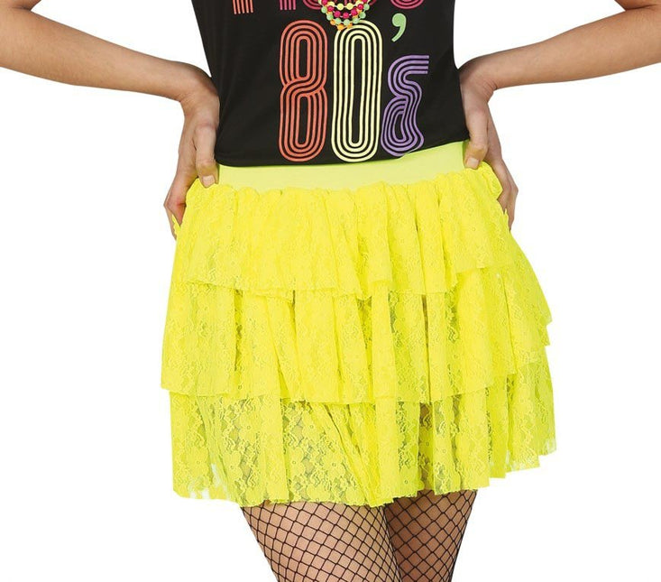 Jaren '80 Rok Neon Geel van Fiestas Guirca koop je bij Partywinkel