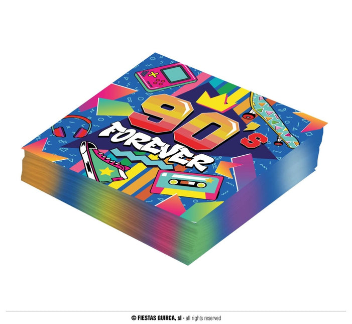 Jaren 90 Servetten 33cm 12st van Fiestas Guirca koop je bij Partywinkel