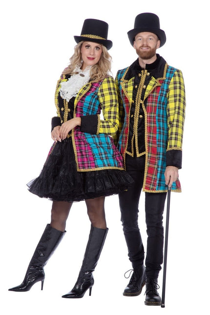 Schotland Jas Geel Blauw Roze Dames Ruit van Wilbers & Wilbers koop je bij Partywinkel