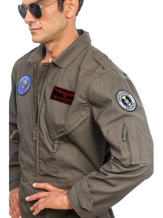 Men's Fighter Jet Pilot Jumpsuit, Olive Green
