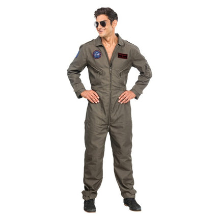 Men's Fighter Jet Pilot Jumpsuit, Olive Green