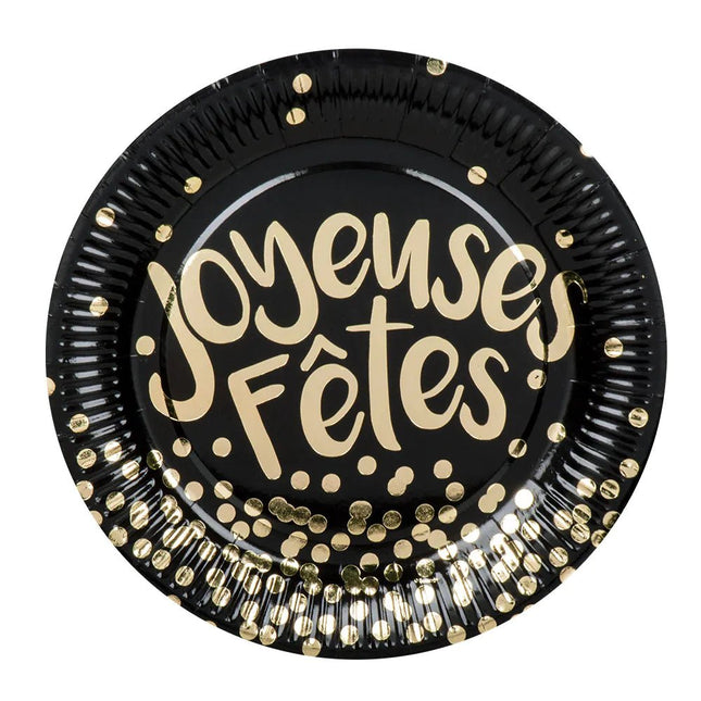 Joyeux Anniversaire Borden Zwart Goud 23cm 6st van Boland koop je bij Partywinkel