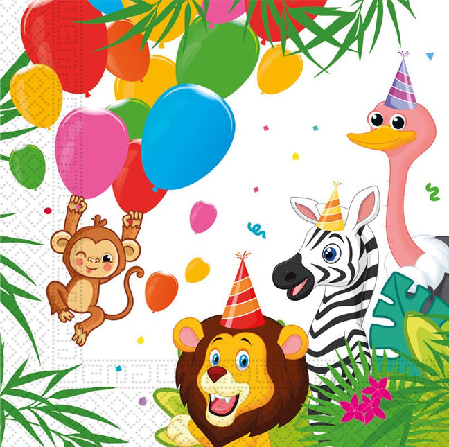 Jungle Dieren Servetten 33cm 12st van Procos koop je bij Partywinkel