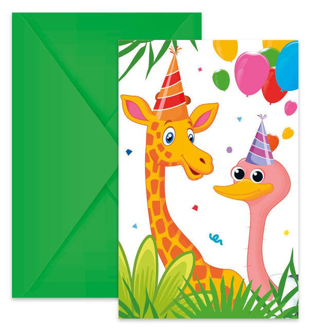 Jungle Dieren Uitnodigingen 6st van Procos koop je bij Partywinkel